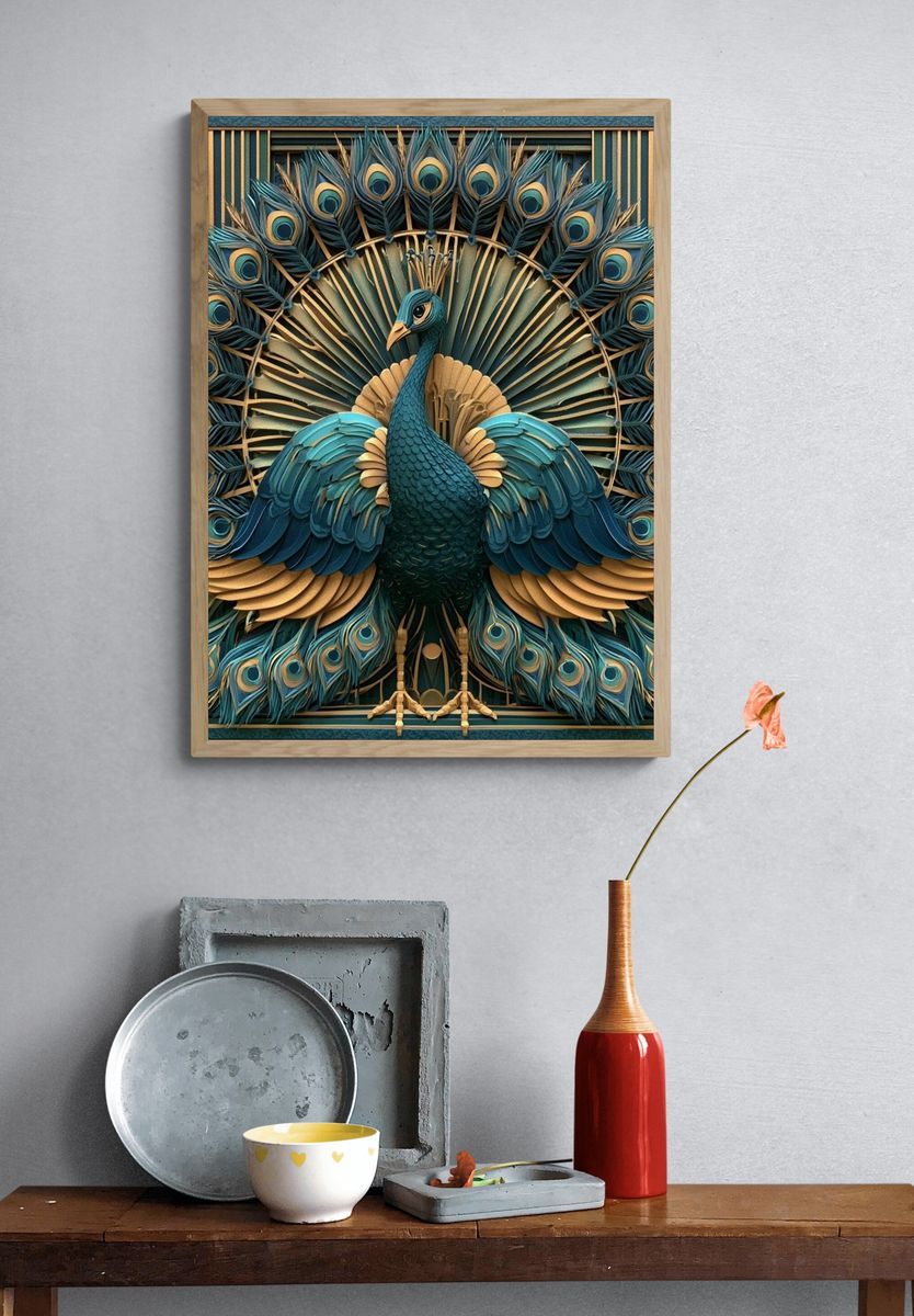Peacock Art Deco Poster. — room view 3