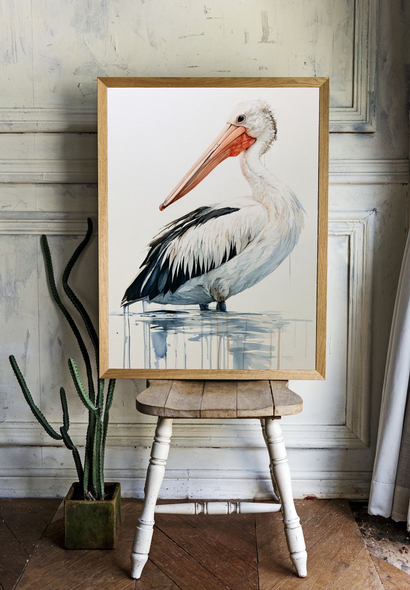 Pelican Watercolor Poster. room preview