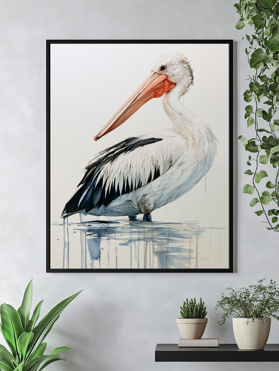 Pelican Watercolor Poster. — room view 4
