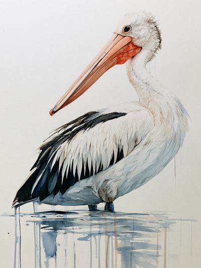 Pelican Watercolor Poster.