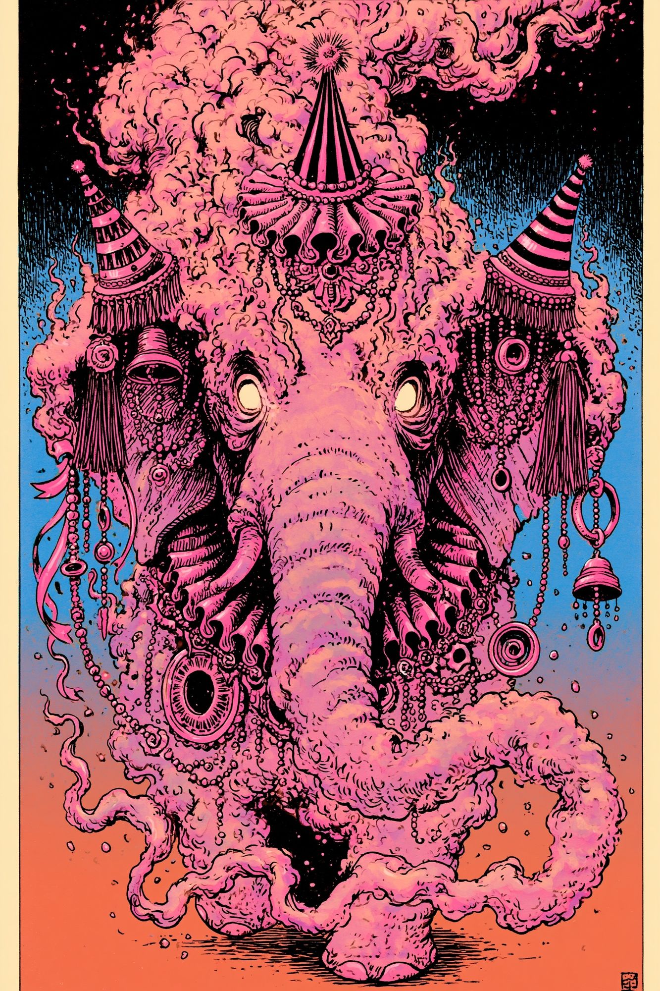 Pink Elephant Surrealism Poster. poster — illustration art