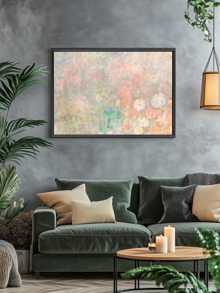 Pastel Floral Abstract Poster. — room view 4