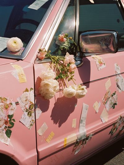 Pink Floral Car Photography Poster. poster print