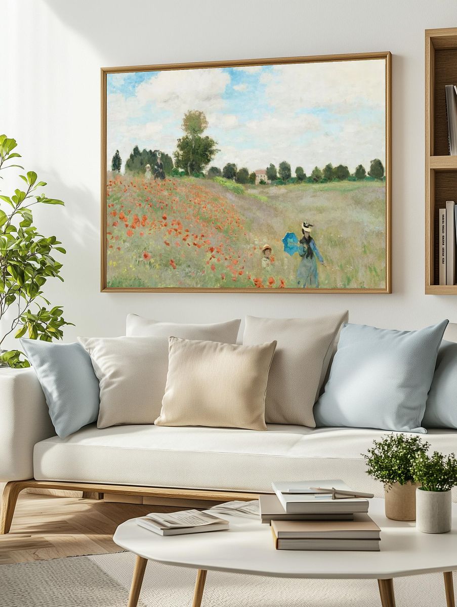 Poppy Field with Figures — Impressionist Print. — room view 2