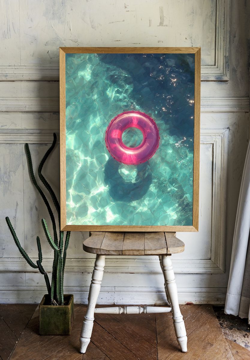 Pink Pool Float — Photography Print. — room view 1
