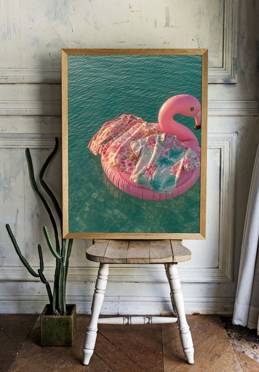 Pink Flamingo Float Poster. room preview