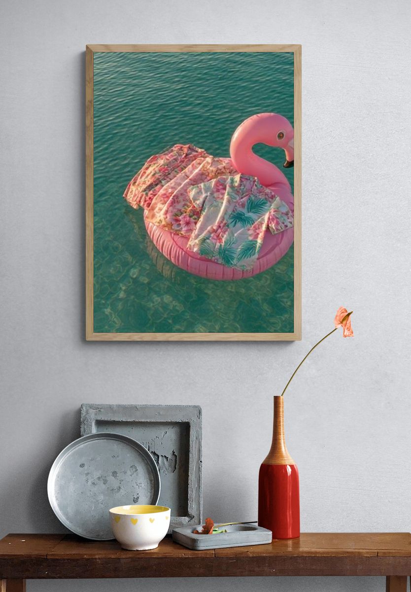 Pink Flamingo Float Poster. — room view 3