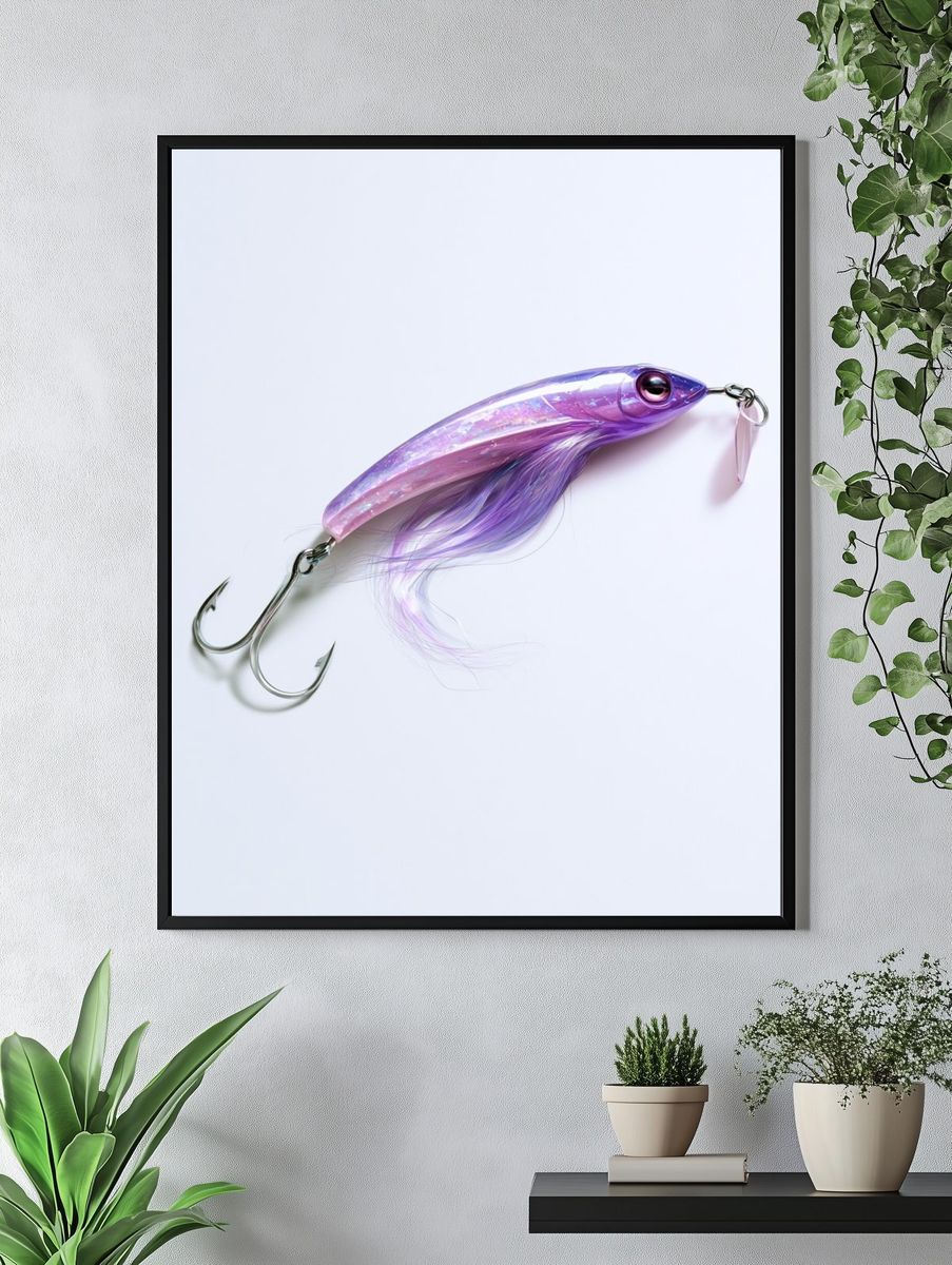 Purple Fishing Lure Photography Poster. — room view 4