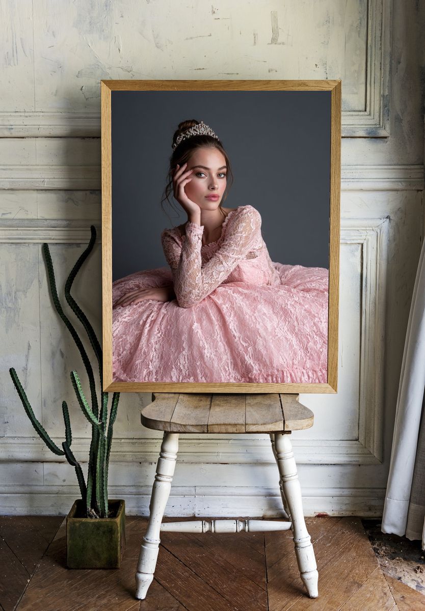Pink Gown Portrait Photography Poster. — room view 1