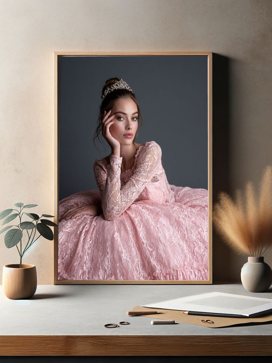 Pink Gown Portrait Photography Poster. — room view 2
