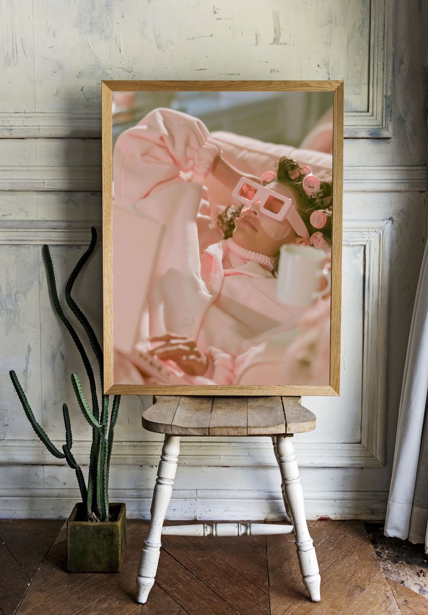 Retro Pink Portrait Poster. — room view 1