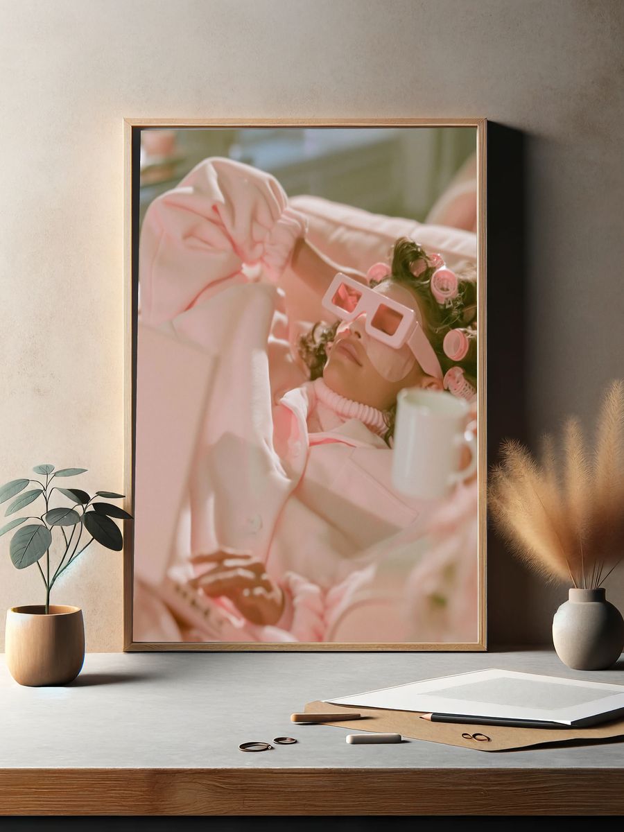 Retro Pink Portrait Poster. — room view 2