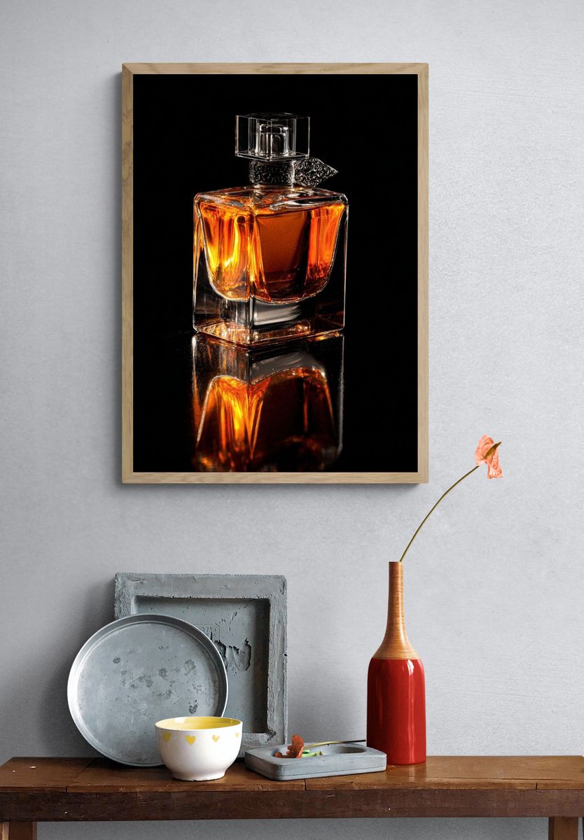 Elegant Perfume Bottle — Photography Print. — room view 3