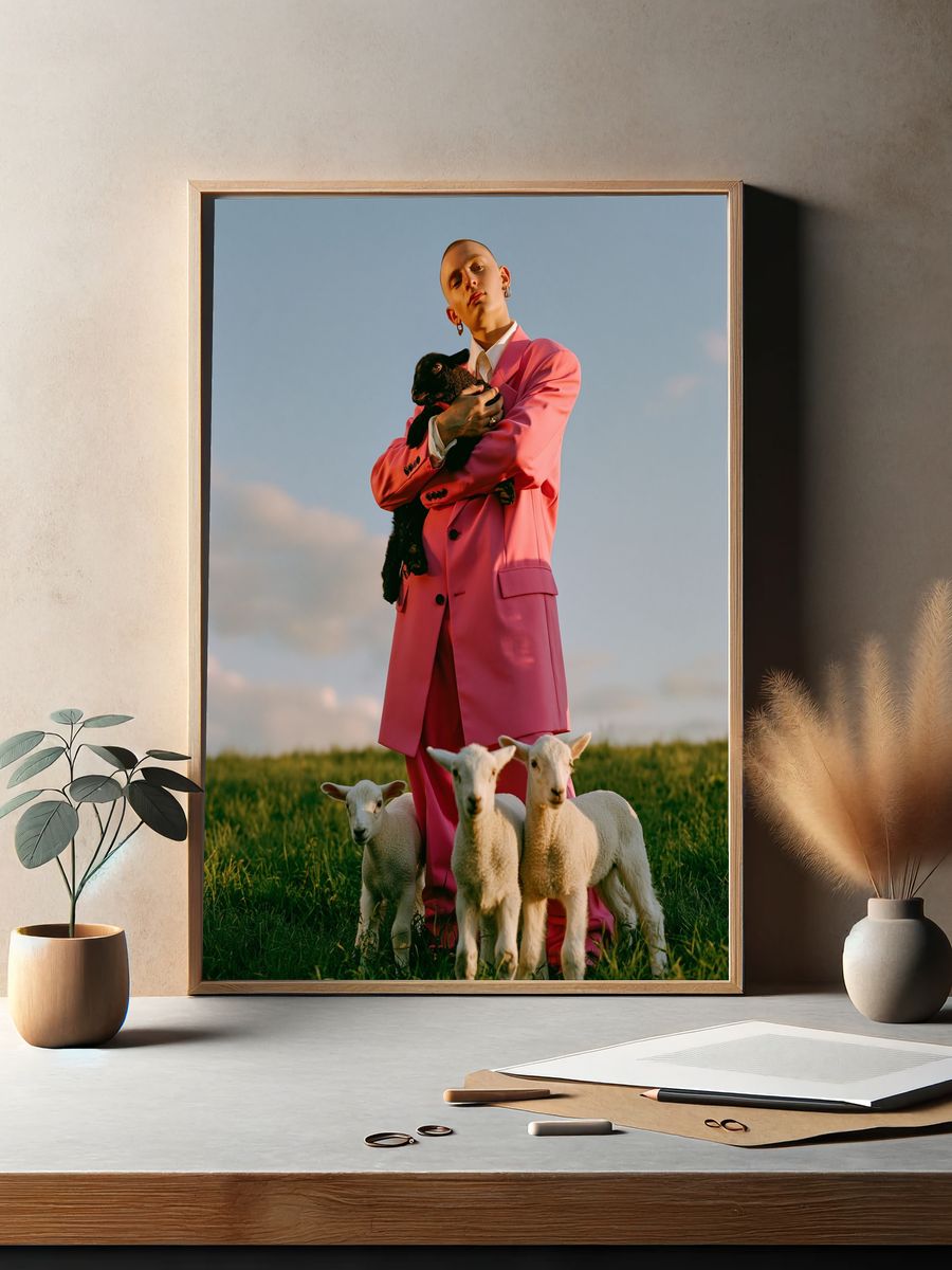 Pink Suit with Lambs Photography Poster. — room view 2