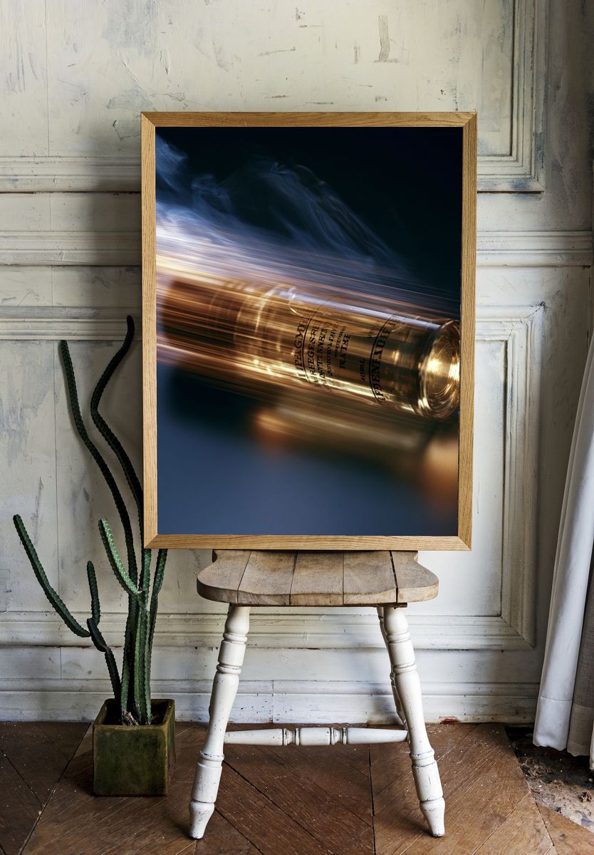 Perfume Bottle Motion Blur Photography Poster. — room view 1