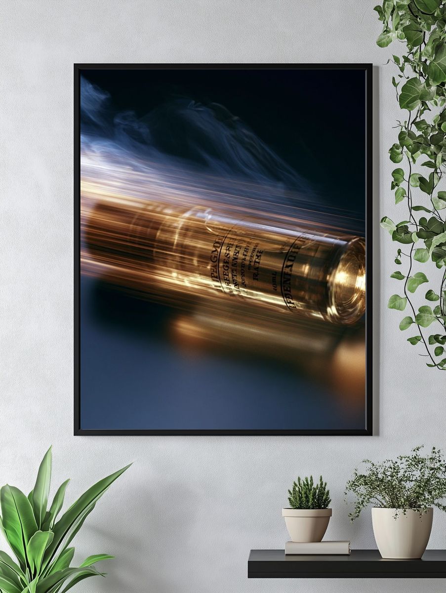 Perfume Bottle Motion Blur Photography Poster. — room view 4