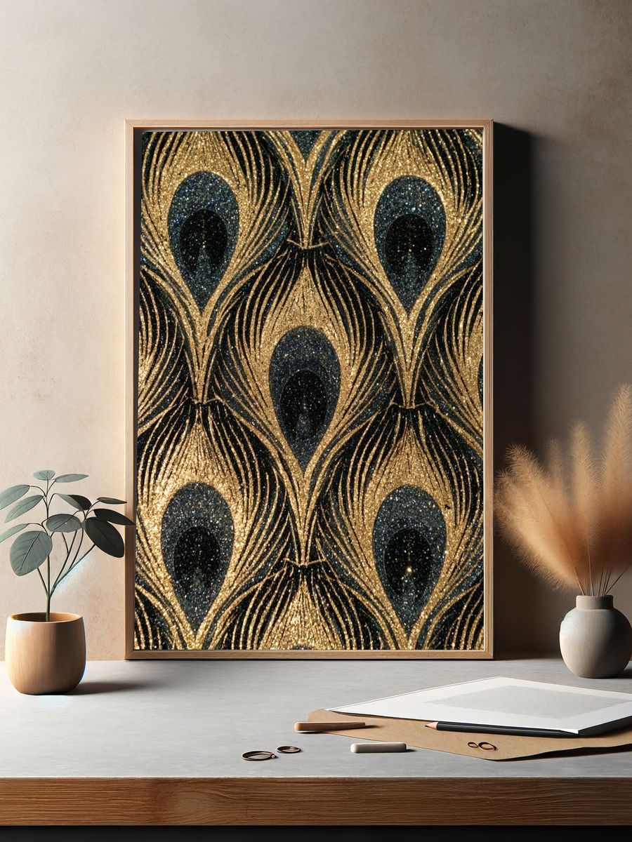 Peacock Feather Pattern Print. — room view 2