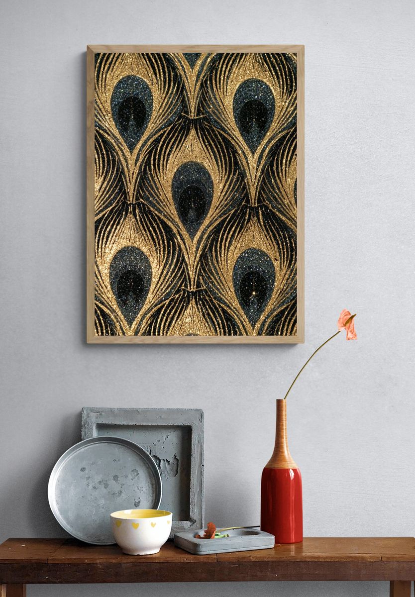 Peacock Feather Pattern Print. — room view 3