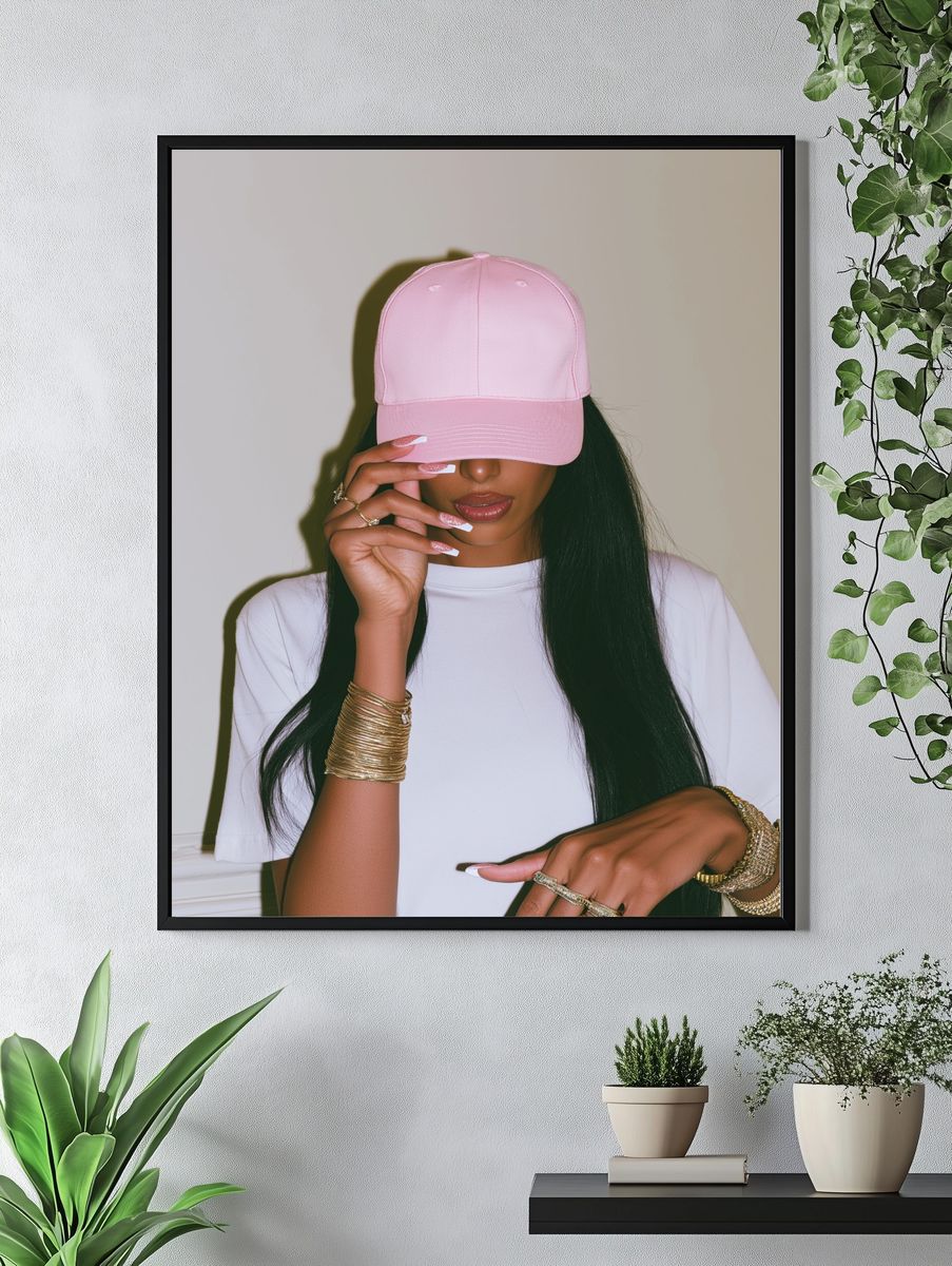 Pink Cap Fashion Portrait Poster. — room view 4