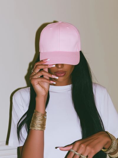 Pink Cap Fashion Portrait Poster. poster