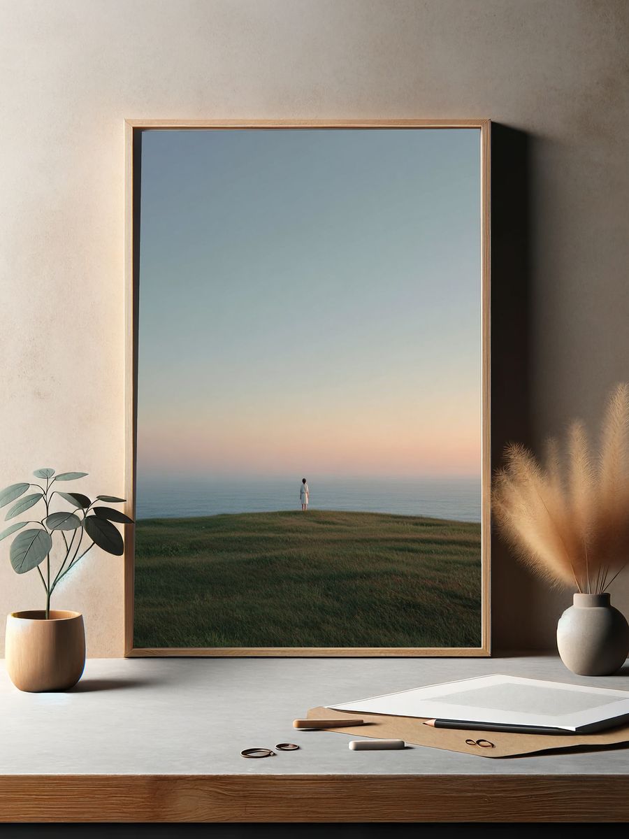 Solitary Figure at Dusk — Photography Print. — room view 2