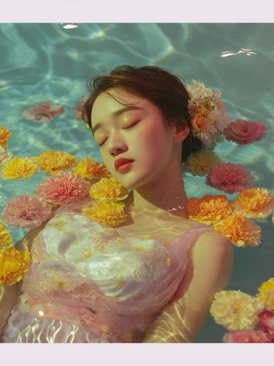Floating Floral Portrait Print. poster print