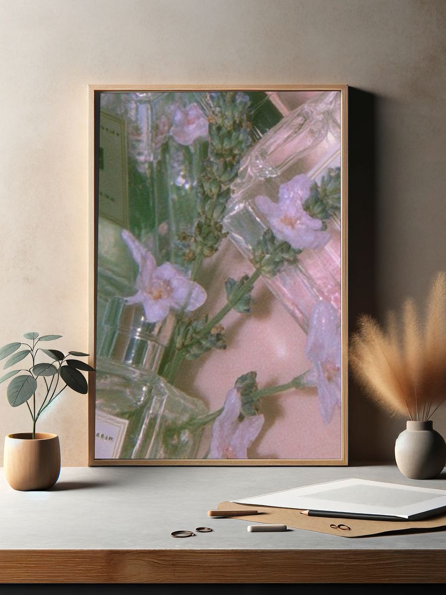 Pastel Perfume Bottles Photography Poster. — room view 2