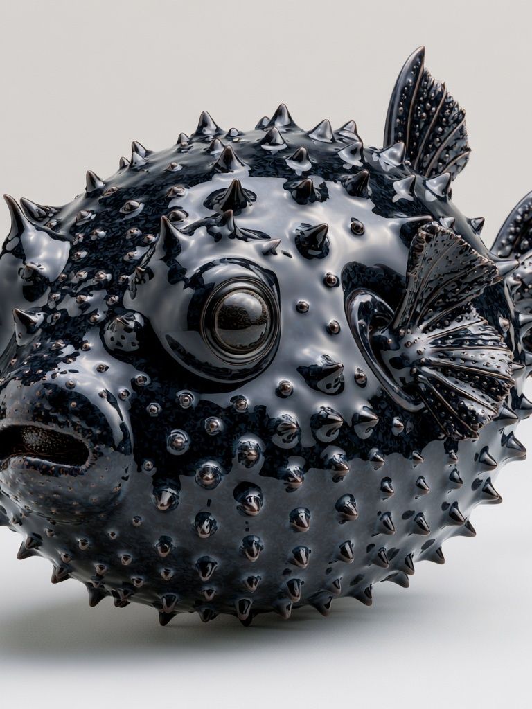 Spiky Pufferfish Illustration Poster. poster detail