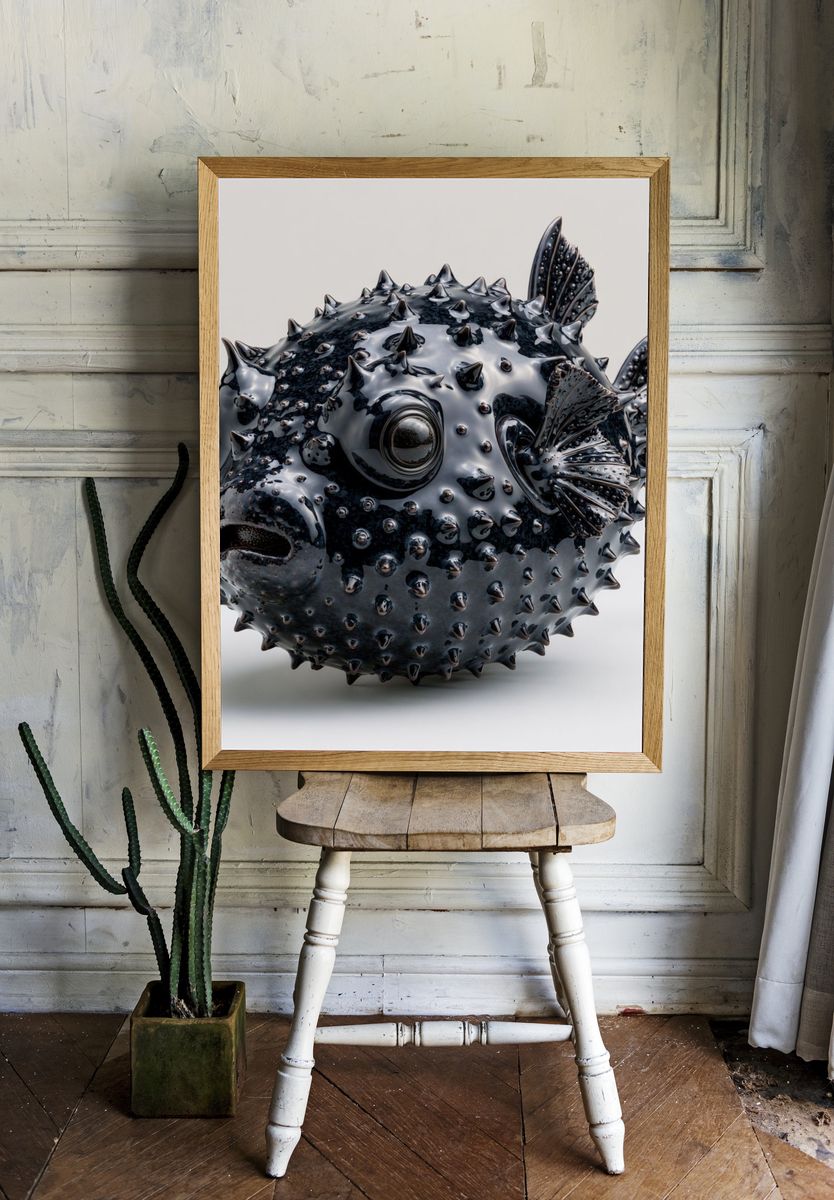 Spiky Pufferfish Illustration Poster. room preview