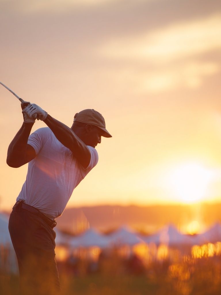 Sunset Golf Swing Photography Poster. poster — photography art