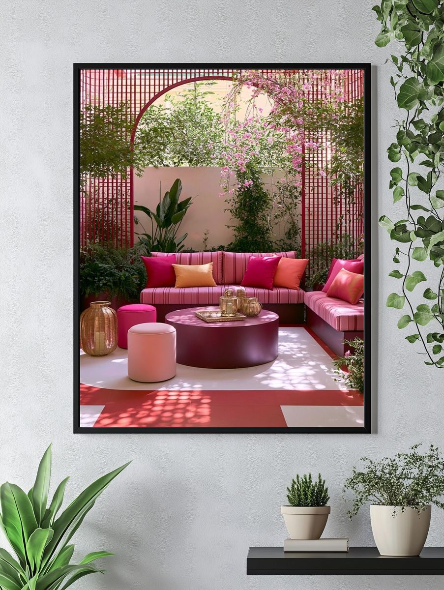 Pink Garden Lounge Photography Poster. — room view 4