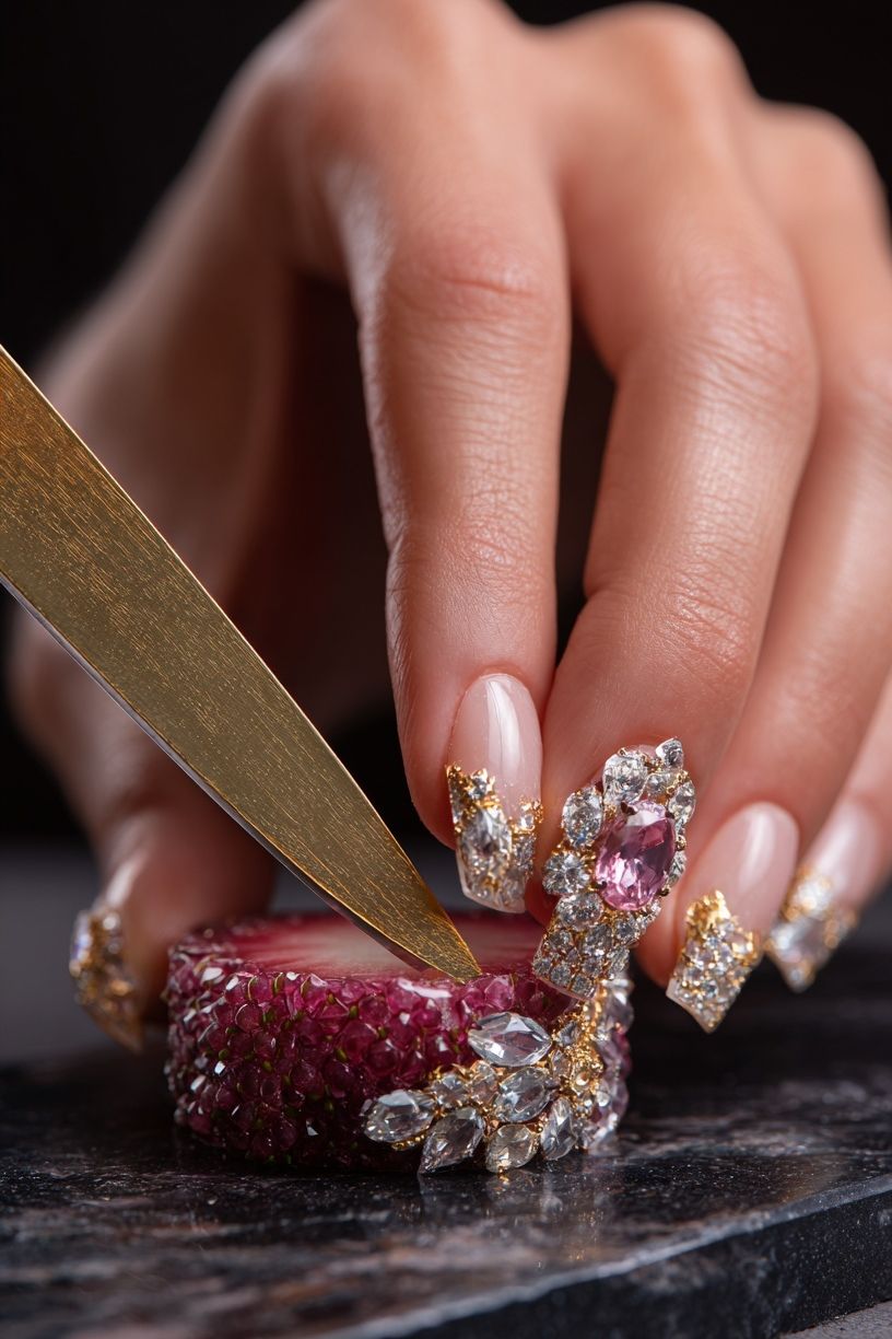 Luxury Gemstone Nail Art Photography Poster. poster detail