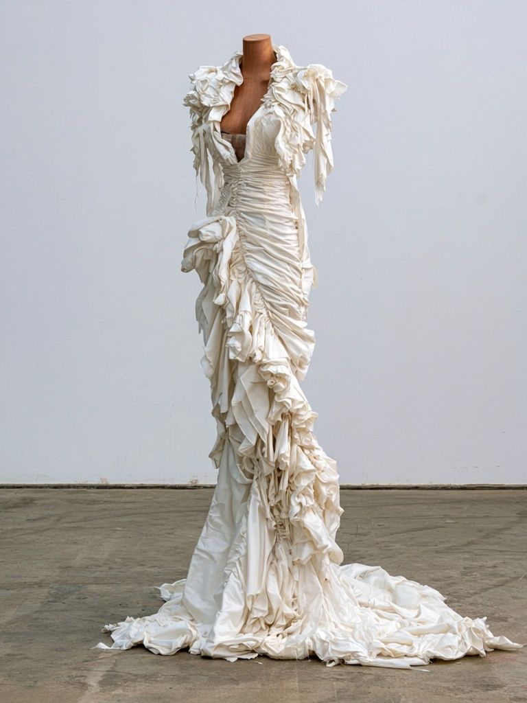 Avant-Garde White Gown Photography Poster. poster detail