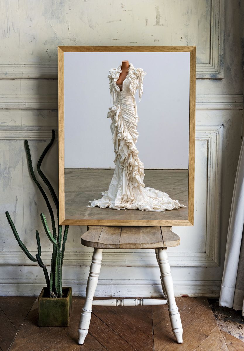 Avant-Garde White Gown Photography Poster. — room view 1