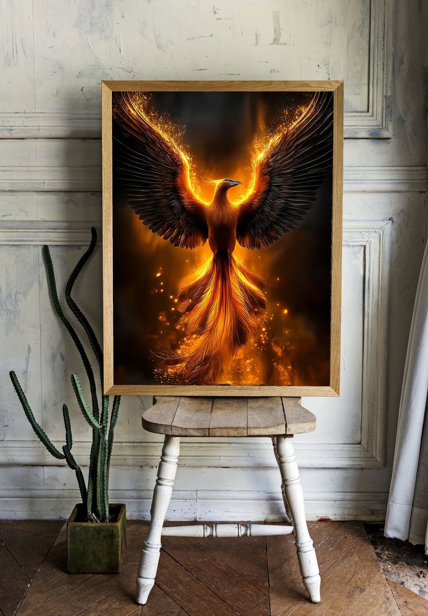 Phoenix Rising — Fantasy Art Print room preview