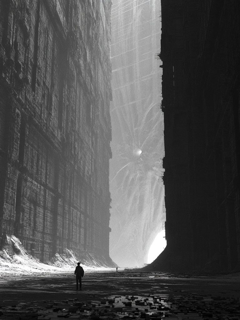 Monolithic Canyon Black-White Print. poster detail