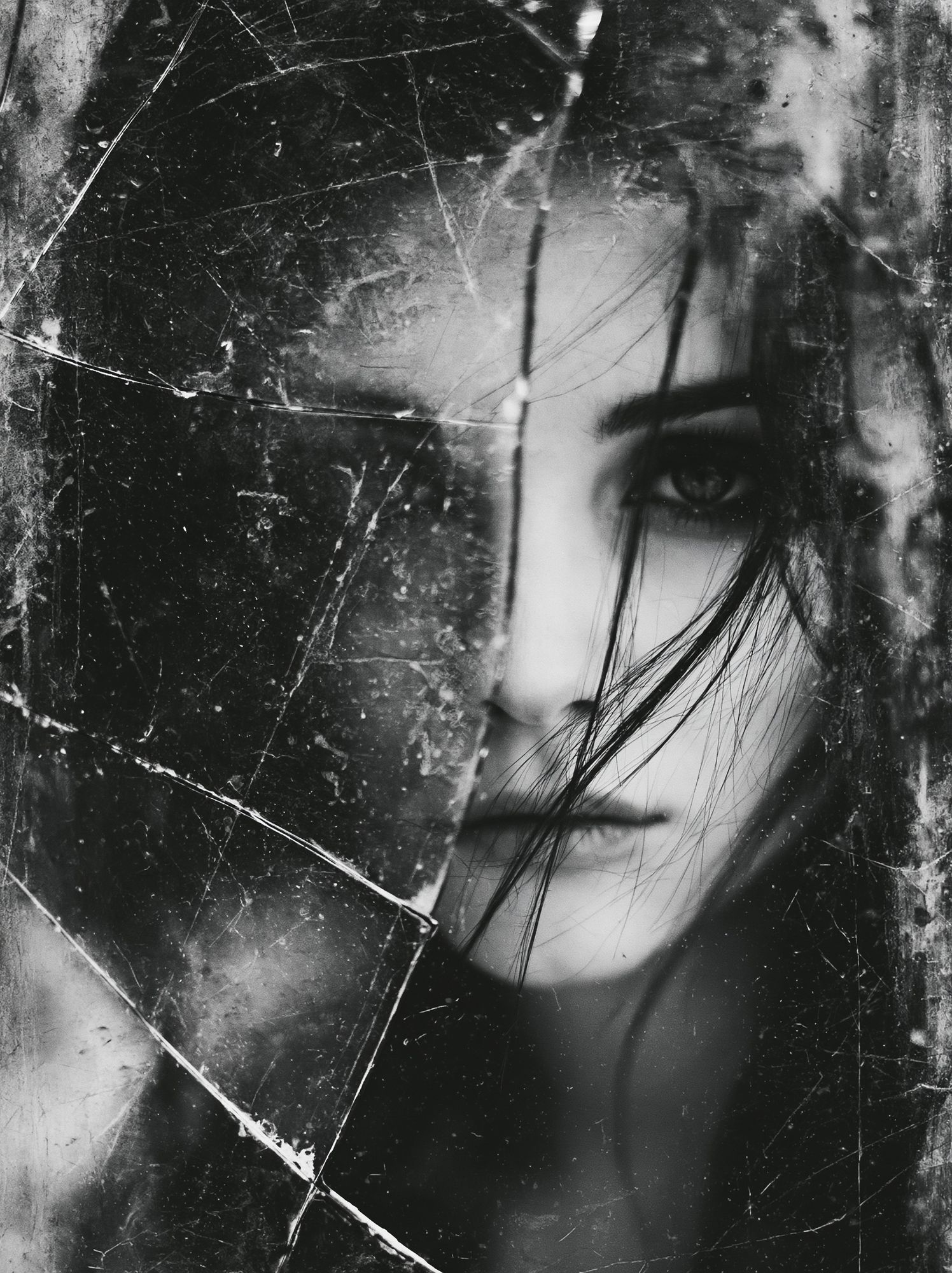 Broken Glass Portrait Poster. poster — photography art