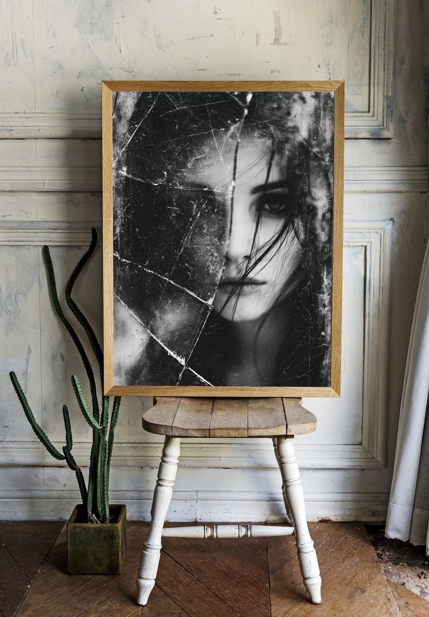 Broken Glass Portrait Poster. — room view 1