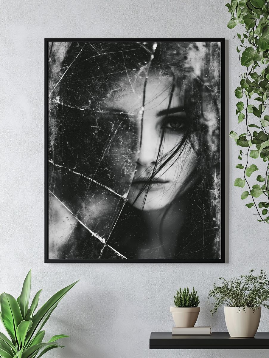 Broken Glass Portrait Poster. — room view 4