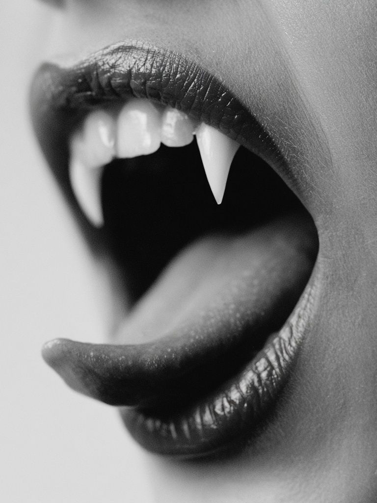 Vampire Lips Black-White Poster. poster detail