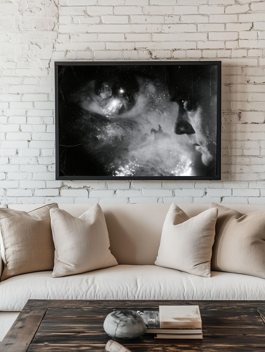 Dreamy Monochrome Face Poster. — room view 1
