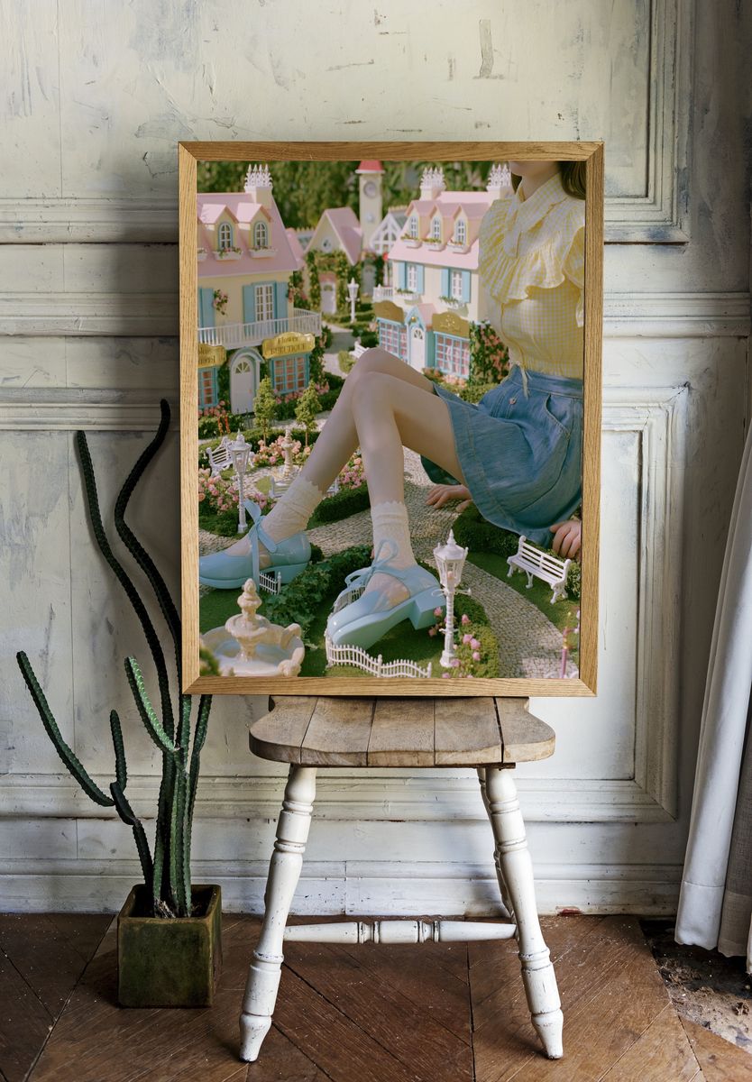 Pastel Dollhouse Garden Photography Poster. — room view 1