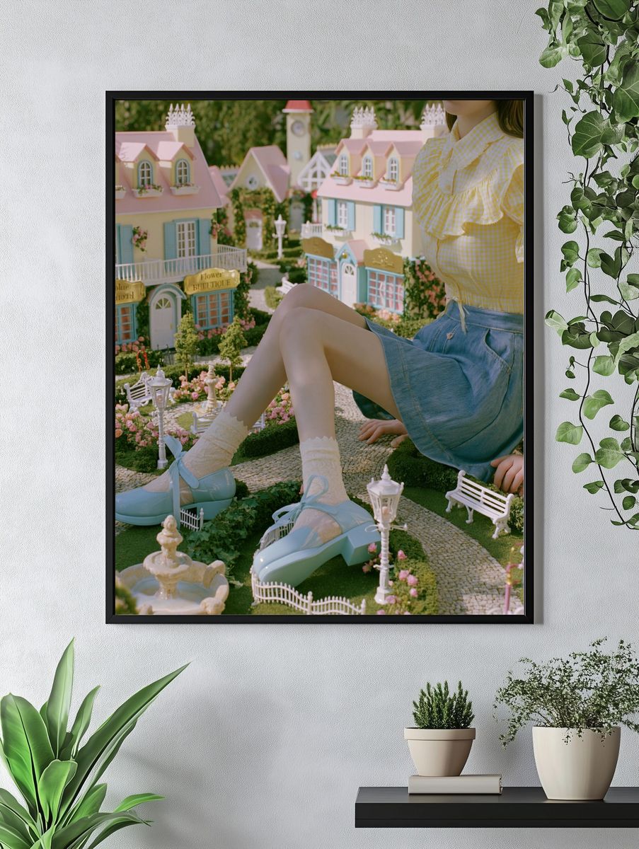 Pastel Dollhouse Garden Photography Poster. — room view 4