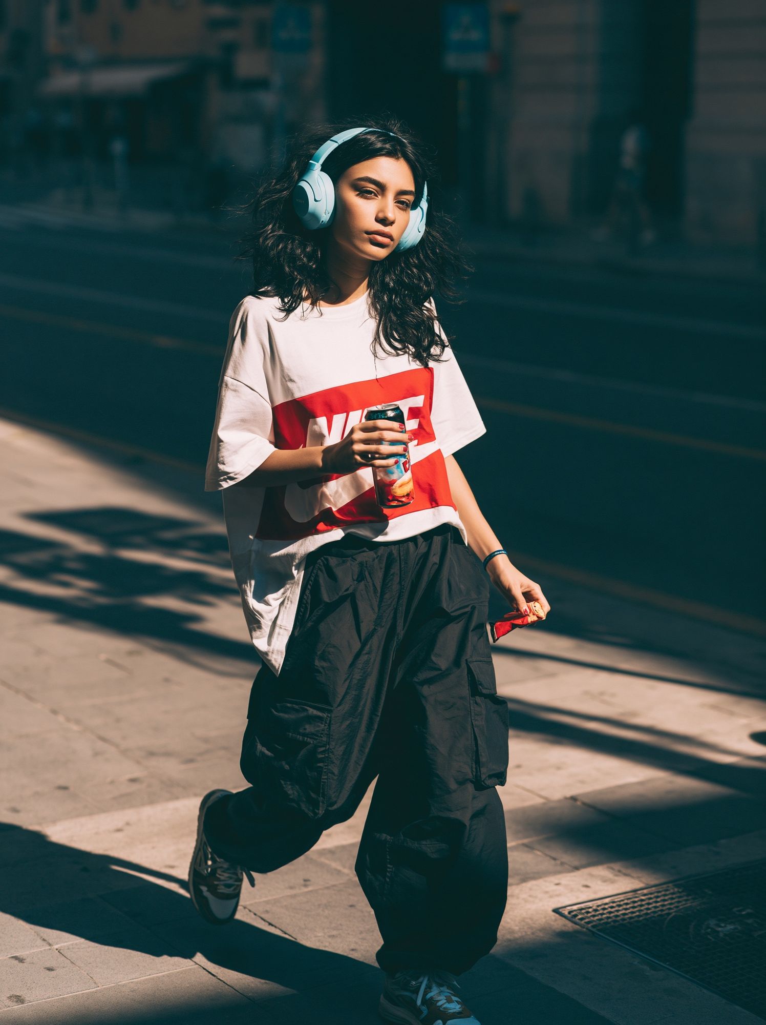 Streetwear Girl with Headphones Poster. poster — photography art