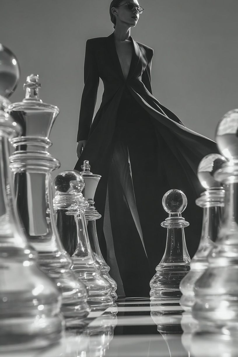 Monochrome Fashion Chess Poster. poster detail