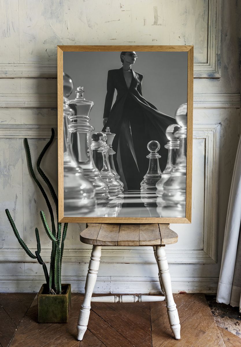 Monochrome Fashion Chess Poster. — room view 1