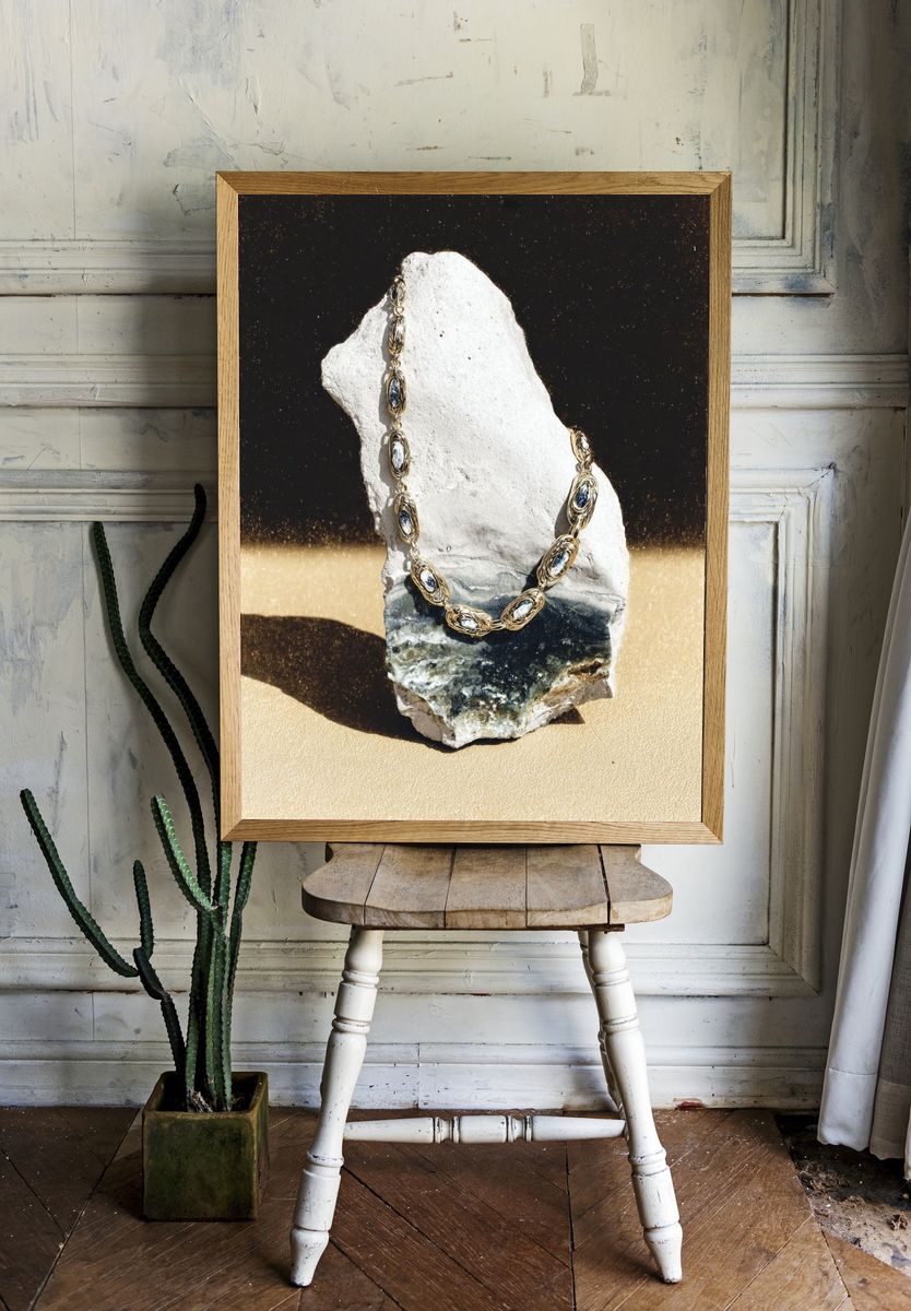 Gold Necklace Still Life Poster. — room view 1