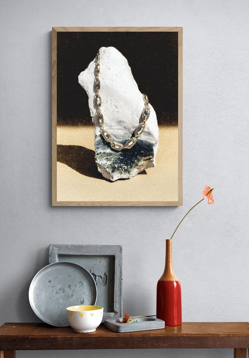 Gold Necklace Still Life Poster. — room view 3