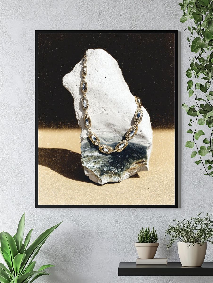 Gold Necklace Still Life Poster. — room view 4