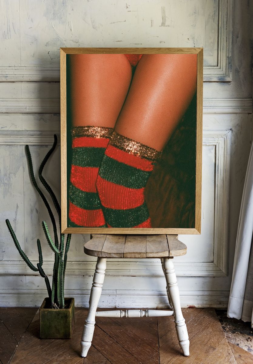 Glitter Striped Legs Photography Poster. — room view 1